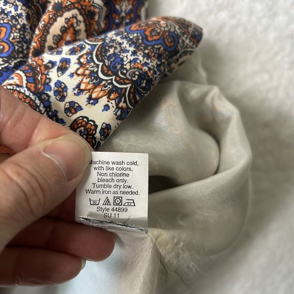 J. Crew 00 Women’s 100% Silk Orange Blue Paisley Spaghetti Straps Mini Dress - Picture 7 of 11